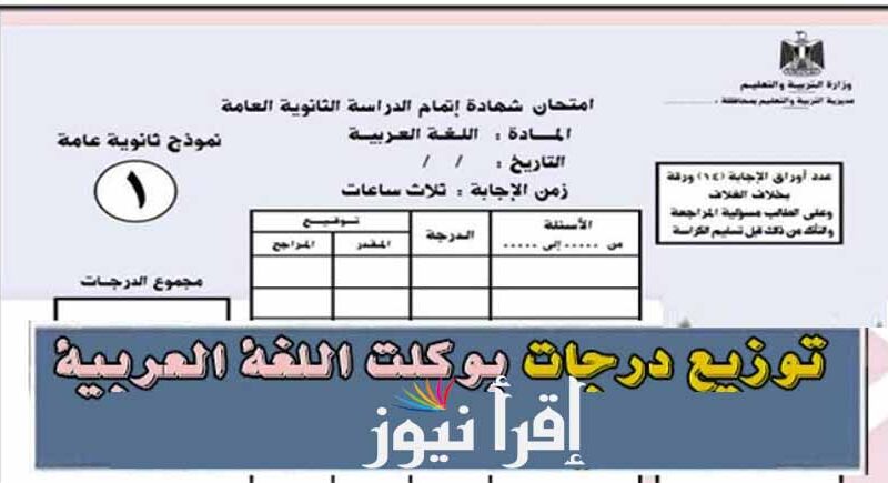 توزيع درجات العربي للثانوية العامة تالته ثانوي 2022 بالدرجات لكل فرع